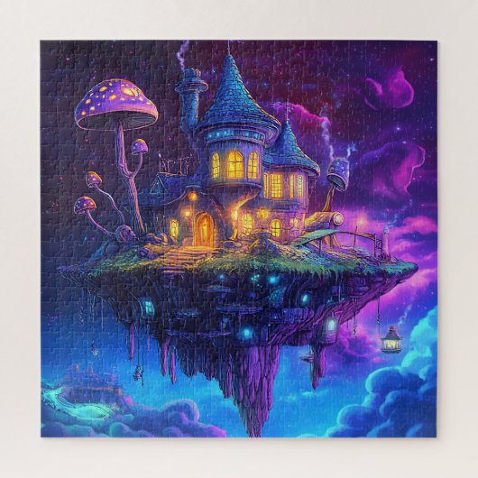 Magische Sprookjespaddenstoelen & Drijvend Eiland Legpuzzel (Verticaal)