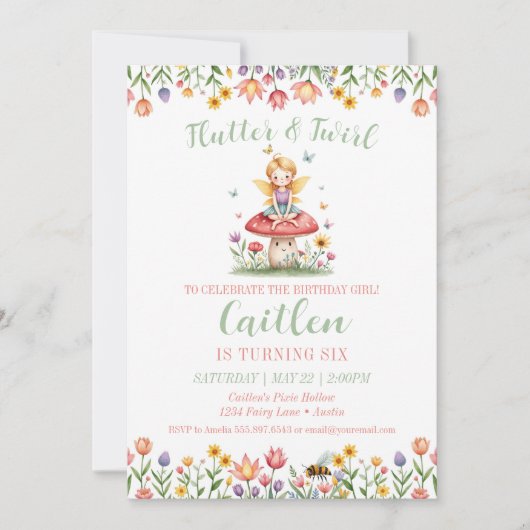 Magische Sprookjestuin Verjaardag Paddenstoelenblo Kaart (Voorkant)