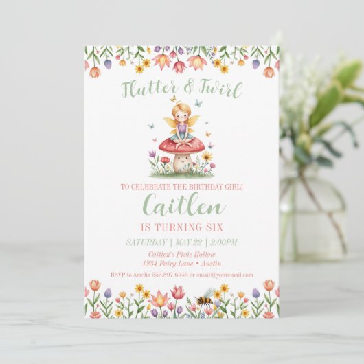 Magische Sprookjestuin Verjaardag Paddenstoelenblo Kaart (Staand voorkant)