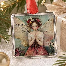 Magische Sprotsefee- en Bloementuin met citaat Metalen Ornament