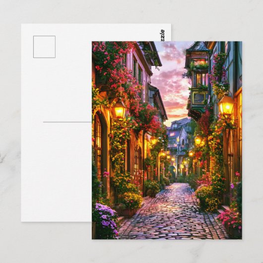 Magische stad bij zonsondergang briefkaart (Voorkant / Achterkant)