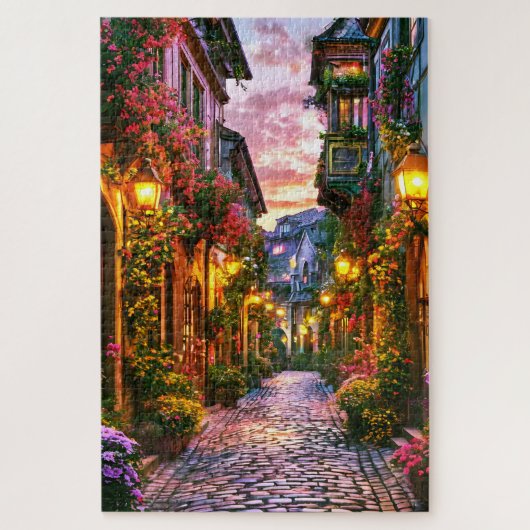 Magische stad bij zonsondergang legpuzzel (Verticaal)