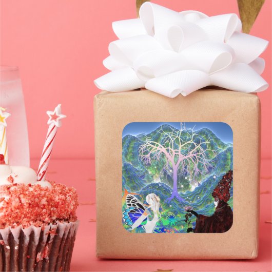 Magische Star-structuur Vierkante Sticker (Feest)