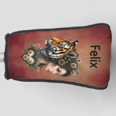 Magische steampunk bloemenwereld golfheadcover (Voorkant)