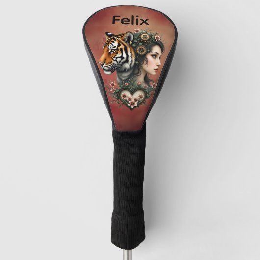 Magische steampunk bloemenwereld golfheadcover (Voorkant)