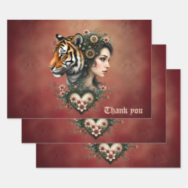Magische steampunk bloemenwereld inpakpapier vel
