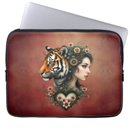 Magische steampunk bloemenwereld laptop sleeve