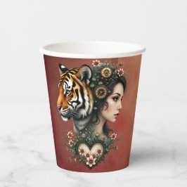 Magische steampunk bloemenwereld papieren bekers