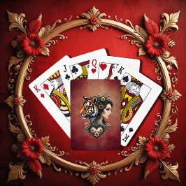 Magische steampunk bloemenwereld pokerkaarten