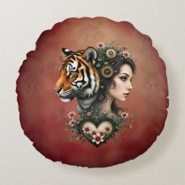 Magische steampunk bloemenwereld rond kussen