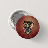 Magische steampunk bloemenwereld ronde button 3,2 cm (Voorkant /achterkant)