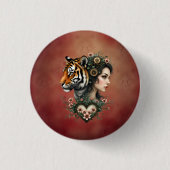 Magische steampunk bloemenwereld ronde button 3,2 cm (Voorkant)