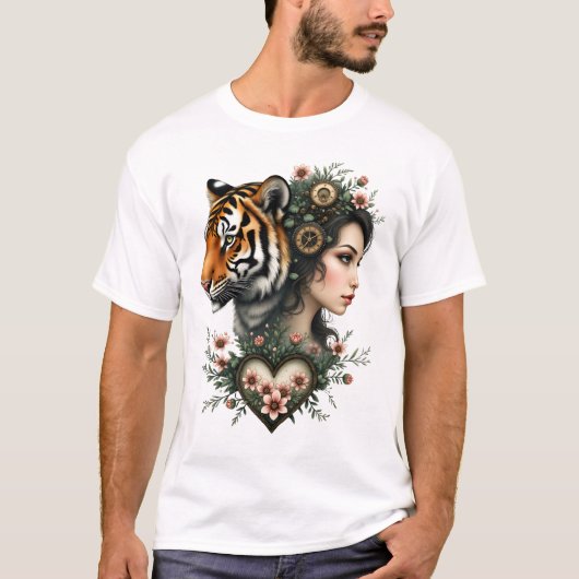 Magische steampunk bloemenwereld t-shirt (Voorkant)