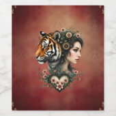 Magische steampunk bloemenwereld wijn etiket (Enkel label)
