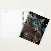 Magische steampunk Maine Coon cat en bloemen AI ku Planner (Display)