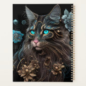 Magische steampunk Maine Coon cat en bloemen AI ku Planner (Achterkant)