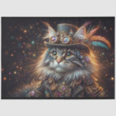 Magische Steampunk Maine Coon Kat Decoupage Tissuepapier (Voorkant)