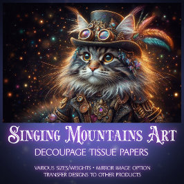 Magische Steampunk Maine Coon Kat Decoupage  Tissuepapier