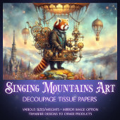 Magische Steampunk Red Panda Flight Decoupage Tissuepapier