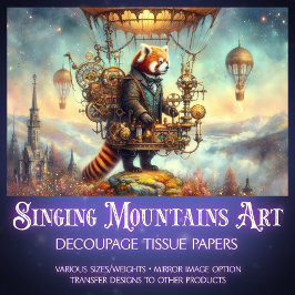 Magische Steampunk Red Panda Flight Decoupage Tissuepapier