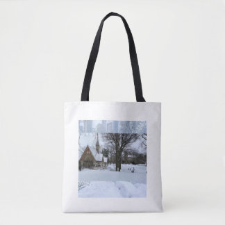 Magische Stedelijke Sneeuwscène – Winter in de Sta Tote Bag
