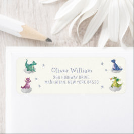 Magische Sterren Draak Baby Shower Retouradres Etiket
