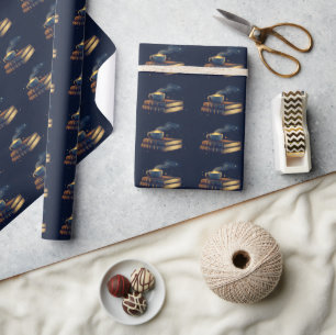 Magische sterren en koffie met boeken cadeaupapier