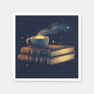 Magische sterren en koffie met boeken servet