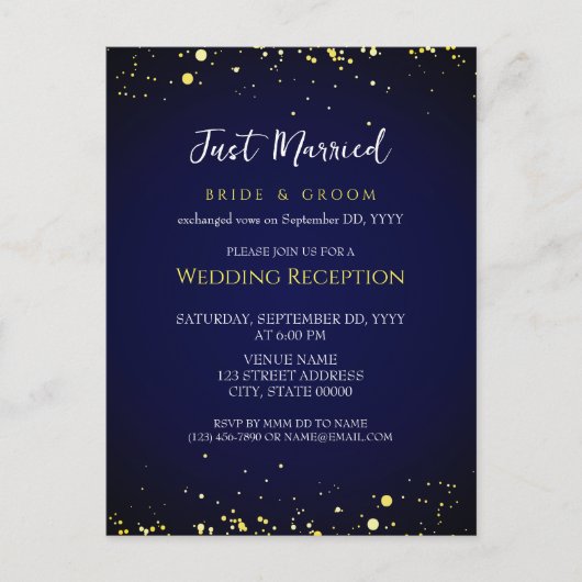 Magische Sterrennacht bruiloft receptie Eloped Briefkaart (Voorkant)