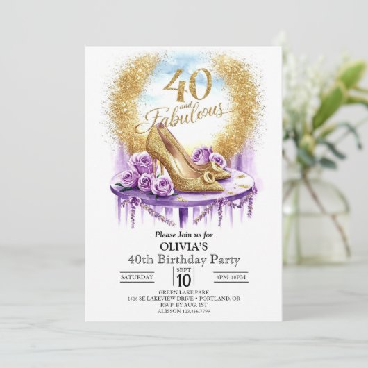 Magische Stijlvolle Digitale Gouden 40e Verjaardag Kaart (Staand voorkant)