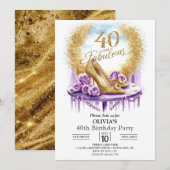 Magische Stijlvolle Digitale Gouden 40e Verjaardag Kaart (Voorkant / Achterkant)