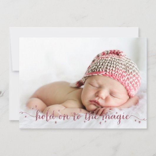 Magische stof in Roze 3 Foto Holiday Kaart (Voorkant)