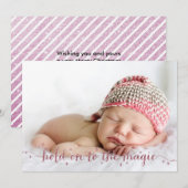 Magische stof in Roze 3 Foto Holiday Kaart (Voorkant / Achterkant)