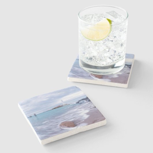 Magische strand zonsondergang stenen onderzetter (Zijkant)