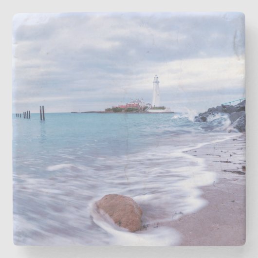 Magische strand zonsondergang stenen onderzetter (Voorkant)