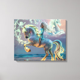 Magische strandrit canvas afdruk