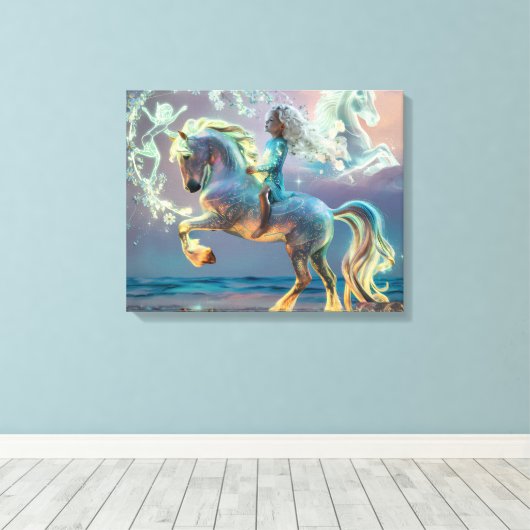 Magische strandrit canvas afdruk (Insitu (Houten vloer))