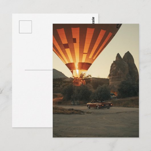 Magische Sunrise Hete Luchtballon Uitzicht met Rod Briefkaart (Voorkant / Achterkant)