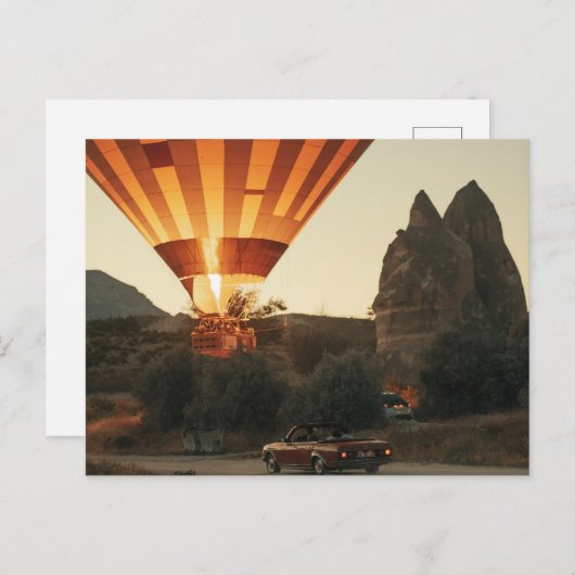 Magische Sunrise Hete Luchtballon Uitzicht met Rod Feestdagenkaart (Voorkant / Achterkant)