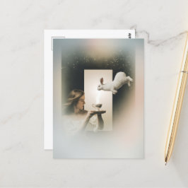 Magische surrealistische thee met het witte konijn briefkaart