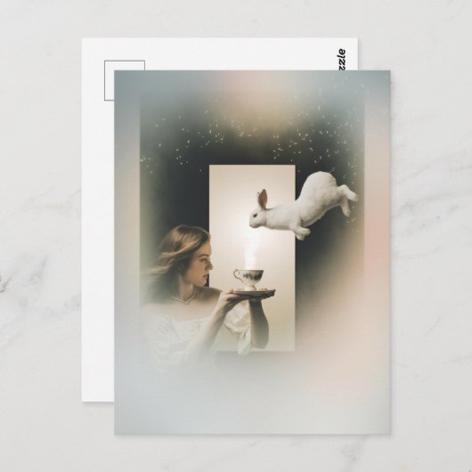 Magische surrealistische thee met het witte konijn briefkaart (Voorkant / Achterkant)