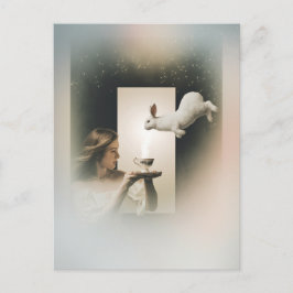 Magische surrealistische thee met het witte konijn briefkaart