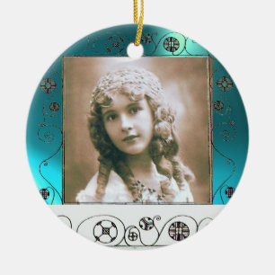 MAGISCHE SWIRLS FOTO TEMPLATE, Blue Aquamarine Keramisch Ornament