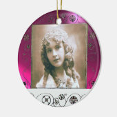 MAGISCHE SWIRLS FOTO TEMPLATE, Fuchsia Pink Amethy Keramisch Ornament (Links)