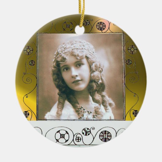 MAGISCHE SWIRLS FOTO TEMPLATE, Geel Topaz Keramisch Ornament (Voorkant)