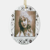 MAGISCHE SWIRLS FOTO-TEMPLATE, roze rode roze ruby Keramisch Ornament (Rechts)