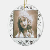MAGISCHE SWIRLS FOTO-TEMPLATE, roze rode roze ruby Keramisch Ornament (Links)