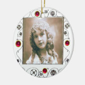 MAGISCHE SWIRLS FOTO-TEMPLATE, roze rode roze ruby Keramisch Ornament (Links)