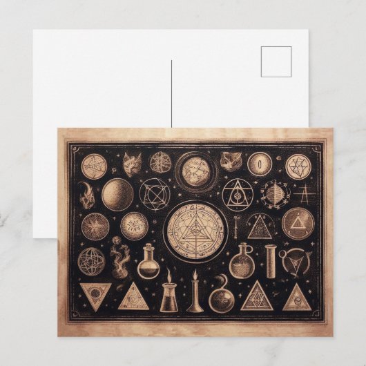 Magische Symbolen Antiek Tekening Briefkaart (Voorkant / Achterkant)