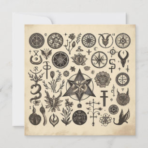 Magische Symbolen Antiek Tekening Sigils Patroon Kaart